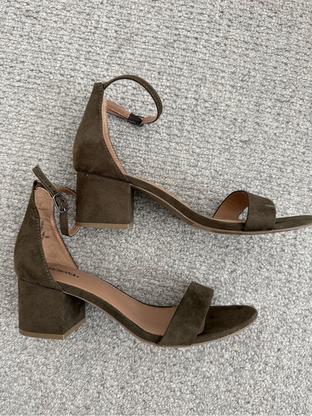 Classic Ankle-Strap Block Heel Sandals - Olive Suede